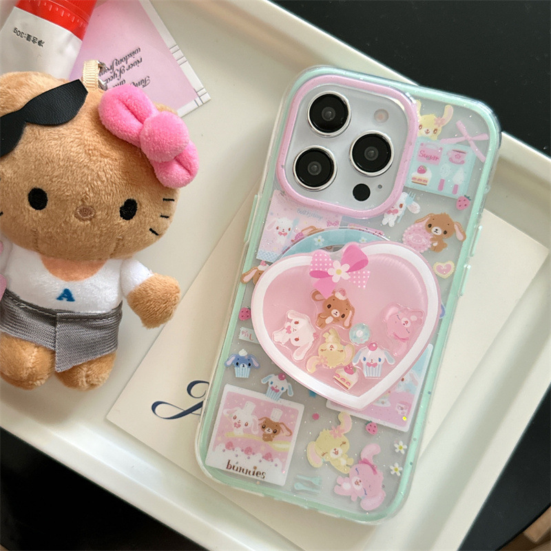 少女ins闪粉甜品兔适用iPhone16磁吸支架15ProMax/14手机壳苹果13|undefined