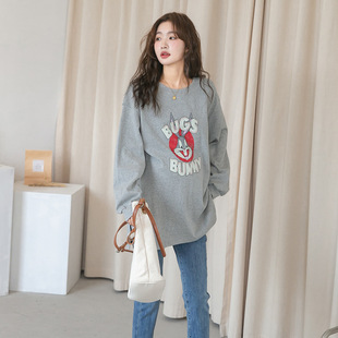Autumn New Maternity Clothes Korean Style Fashionable Cartoon Printed Age-reducing Long-sleeved T-shirt Early Autumn Going Out Base T-shirt Trendy