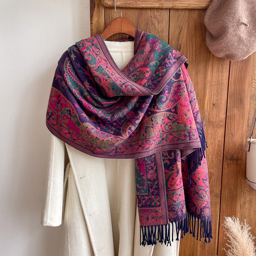  new ethnic style retro tassel shawl with dual-purpose women's travel vacation photo scarf cloak jacket
