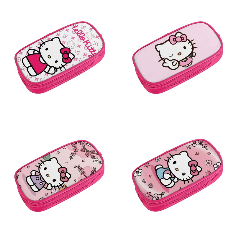 Hello Kitty, фуксия двухслойный мультяшный пенал для начальной школы, новая коллекция, начальная и средняя школа