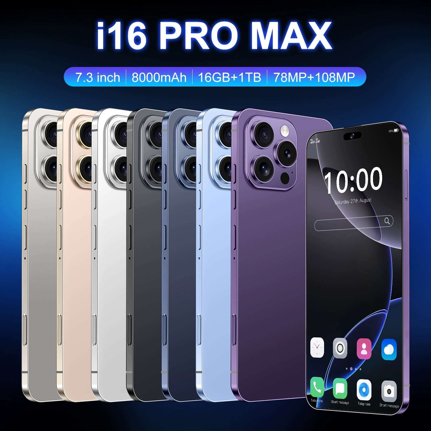 Большой мобильный телефон, Intel Core i16, 16Pro Max, 3 дюйма, 4G, поддержка всех стандартов сетевой связи, оптовая продажа, широкий экран