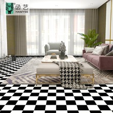 自贴黑白配卧室地板贴pvc石塑地板自粘客厅加厚地板革防滑地砖贴