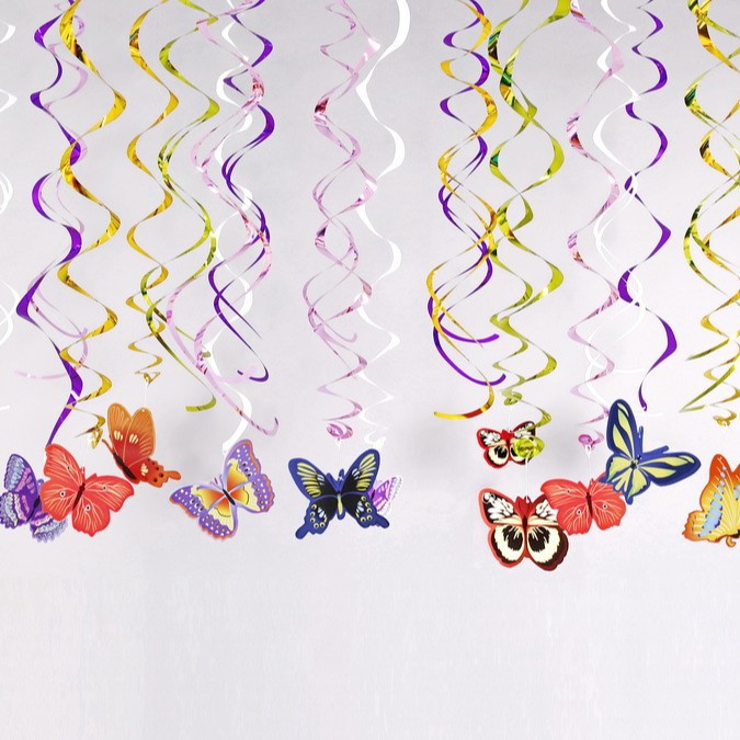 Mariposa tema PVC espiral colgante ornamento Día de San Valentín decoración colgante ornamento vacaciones cumpleaños escuela jardín de infantes Decoración