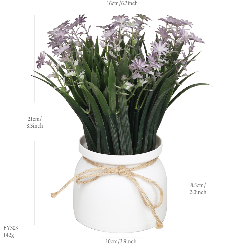 Nuevo escritorio de maceta de simulación transfronteriza adornos decorativos de plantas verdes, hierba de primavera, crisantemo, cuerda de cáñamo, planta de simulación de bonsái de plástico image 10
