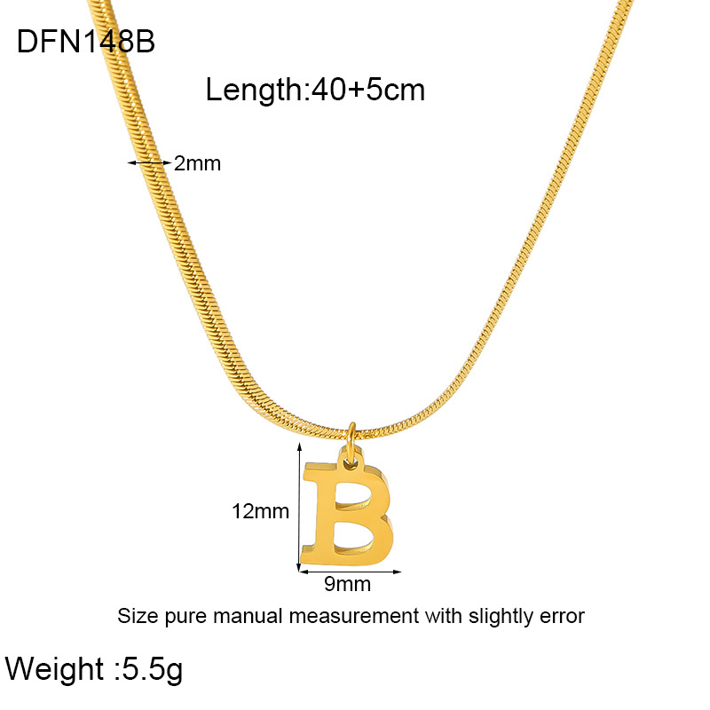 304 Stainless Steel 18K Gold Plated Simple Style Polishing Letter Pendant Necklace display picture 4