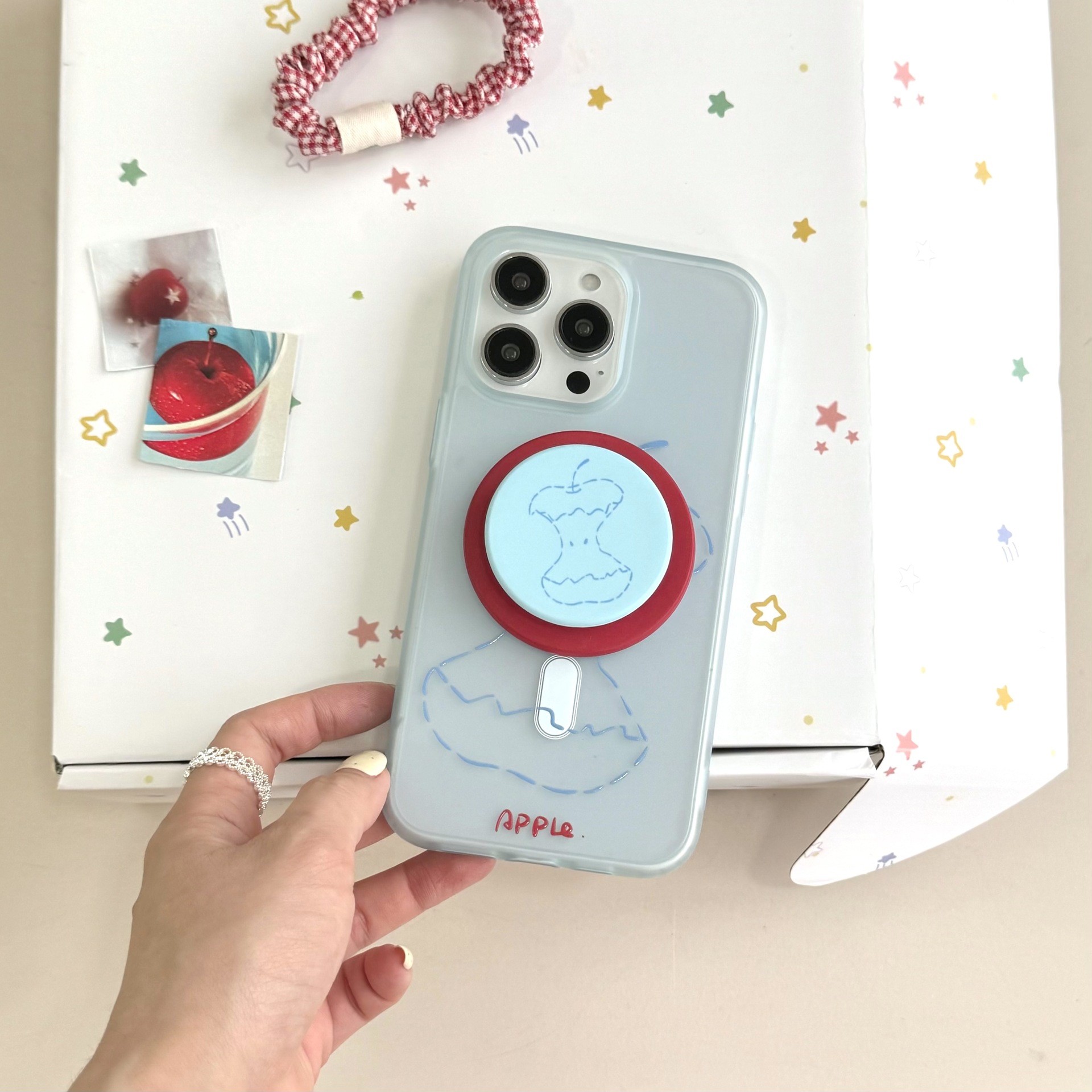 Funda para teléfono móvil iPhone 16 con núcleo de Apple azul simple coreano 14/13 Apple 15ProMax magnético 16P