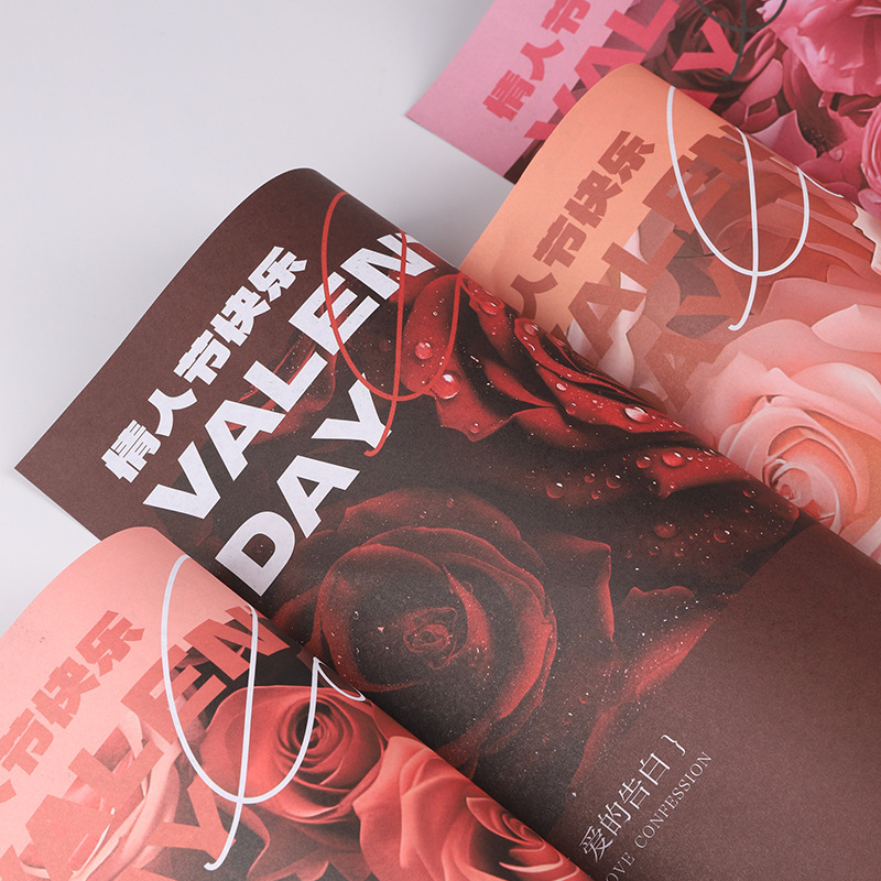 Amantes de la serie de flores en papel de embalaje de rosas en línea de alto nivel sensación de ramo romántico floral envoltura floral material florista al por mayor