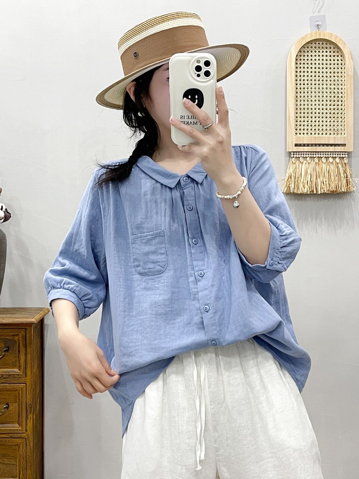 Breathable summer solid shirt for leisure