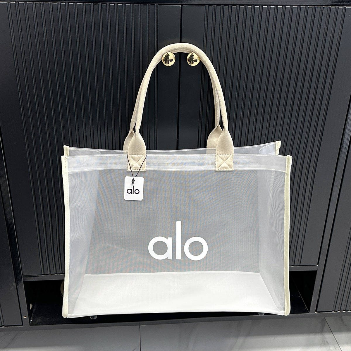 Alo Yoga Mesh Tote Bag Cross-Border Hot Sale Yoga Fitness Shoulder Bag Beach Bag Transparent Bag - Thumbnail 2
