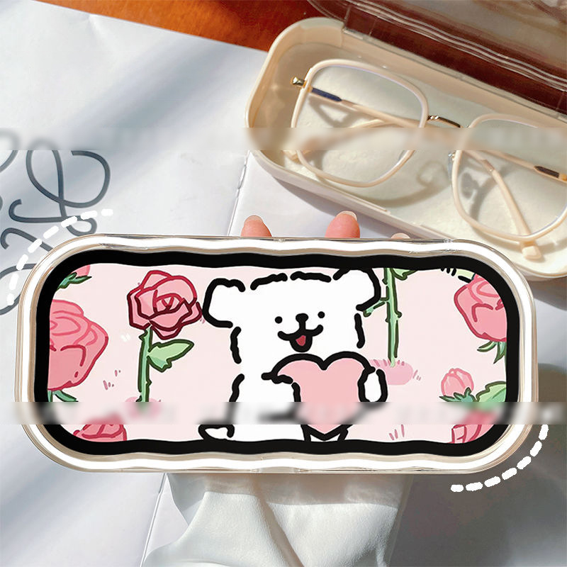 Estuche para gafas moderno con un toque de alta gama, diseño ondulado y bonito, estuche transparente portátil para gafas, estuche para gafas de miopía, estuche para gafas infantiles.