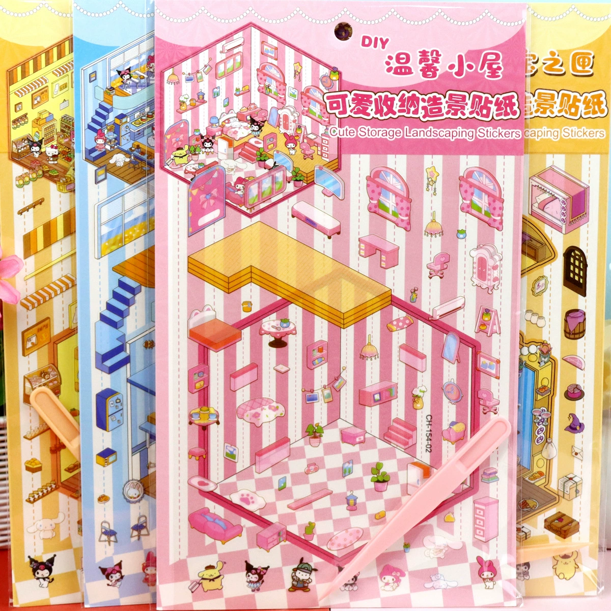 Детская мультяшная пейзажная наклейка креативная миниатюрная сцена коллаж DIY трехмерная ручная наклейка Sanrio
