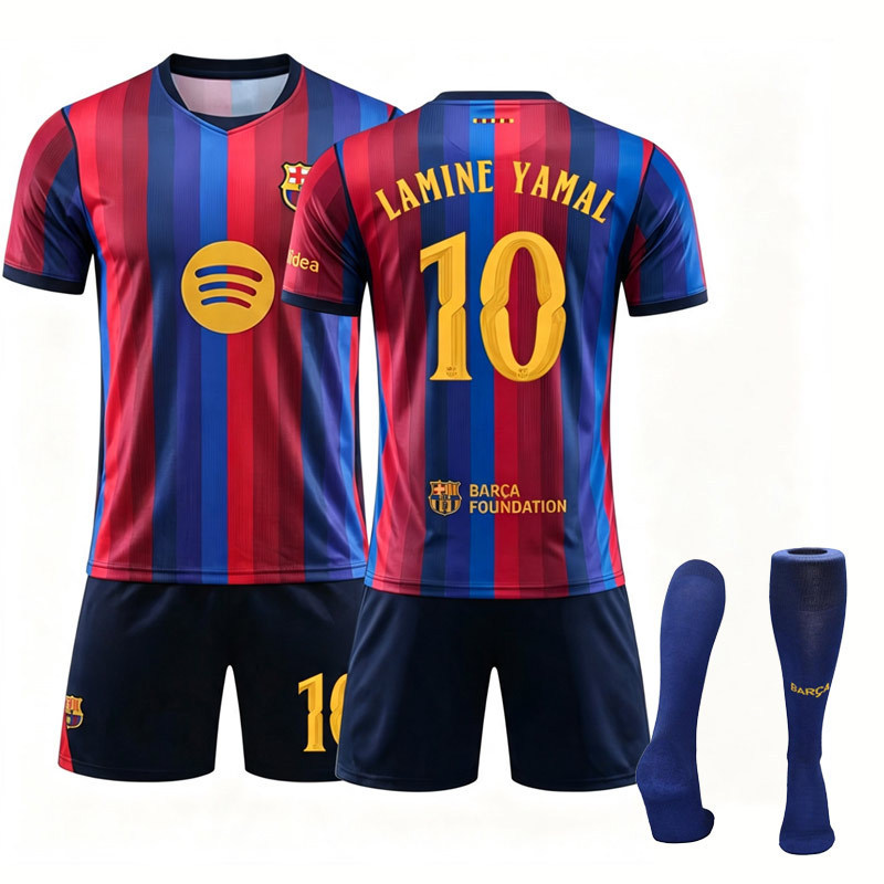 Barcelona 26/27 season football jersey set, Yamal jersey number 10, Gavi Pedri number 8 jersey