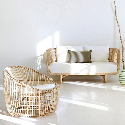 Outdoor sofa rattan chair coffee table set minimalist casual courtyard cabin balcony furniture villa indoor chair