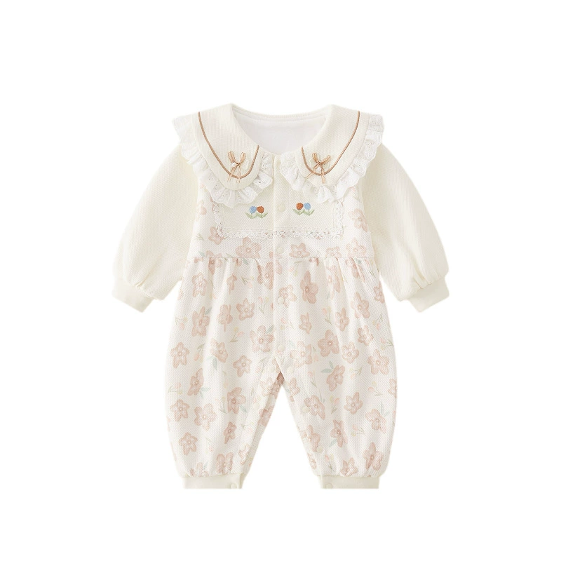 Children's spring overall for new born girl's, double-layer demi-season jacket, bodysuit for princess