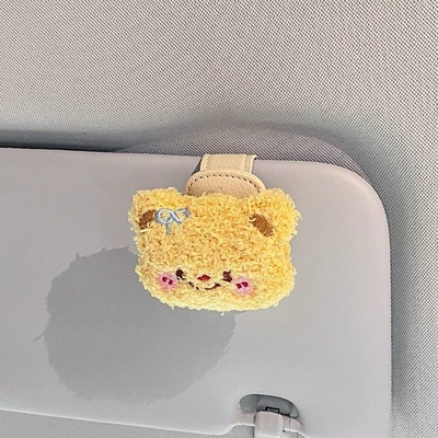 Kt Cat Glasses Clip, Car Glasses Clip/Bill Clip - beige-glasses-clip-shy-butter-bear-head