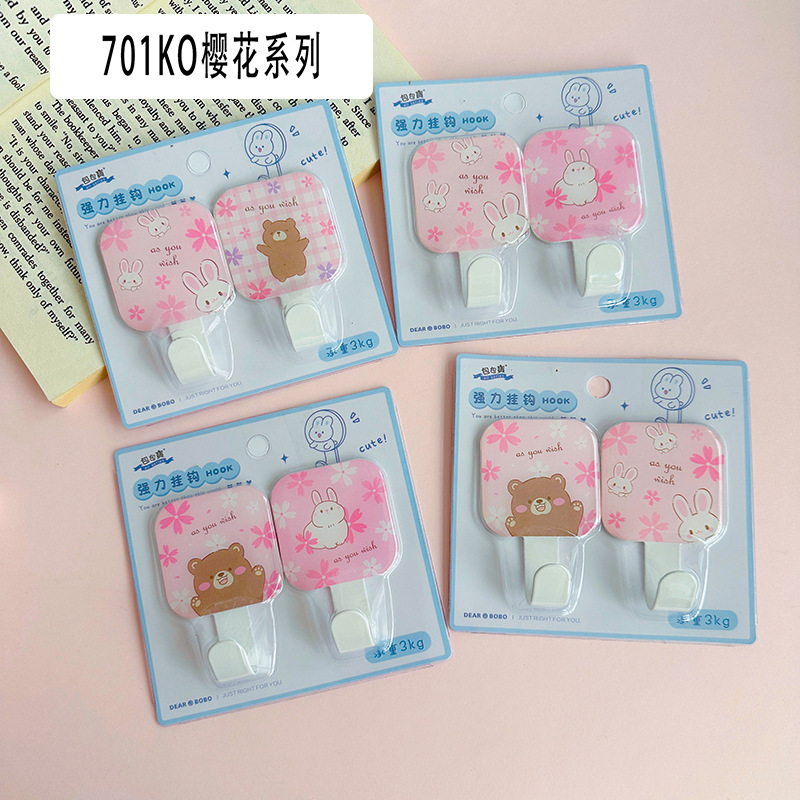 Dibujos animados dos acero inoxidable metal pegajoso gancho estudiante dama fuerte puerta gancho baño gancho rodamiento 3kg