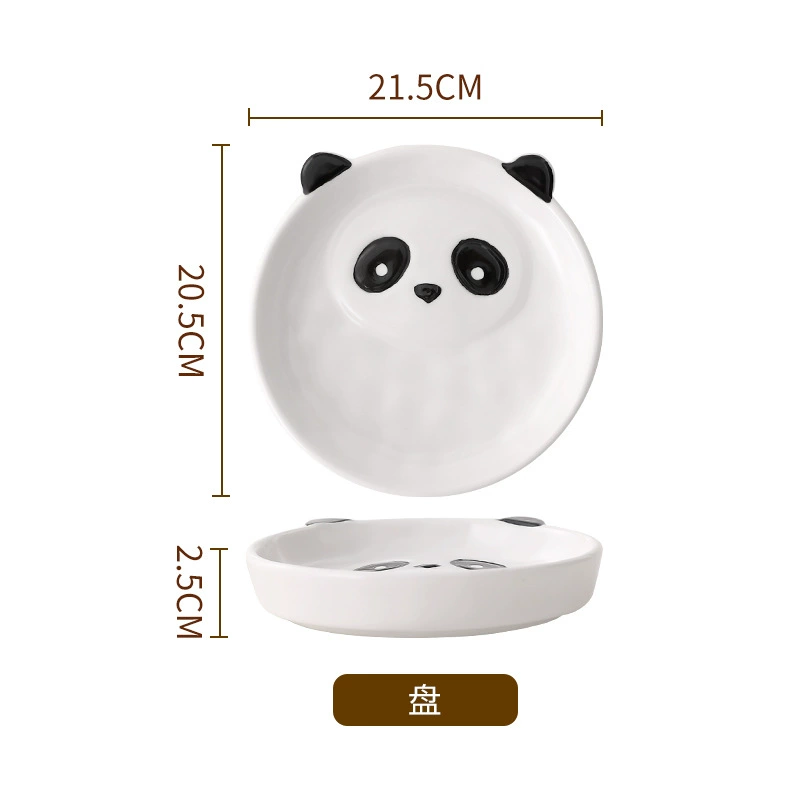 Cartoon ceramic tableware set, panda design, dinner plates and bowls for home