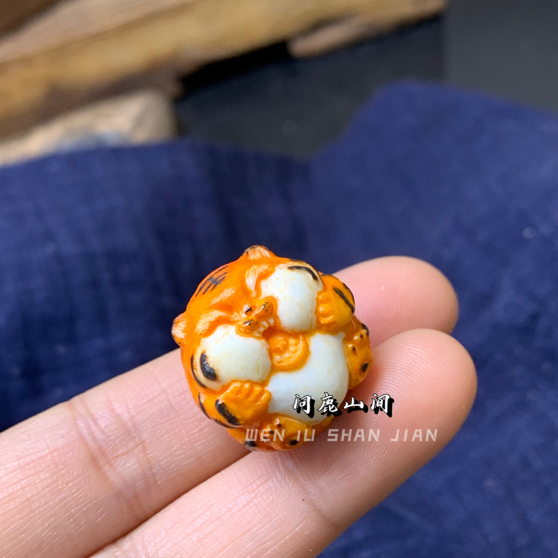 鹿角根付小胖虎diy配件手工编织手绳项链文玩佛珠时尚配饰品隔珠