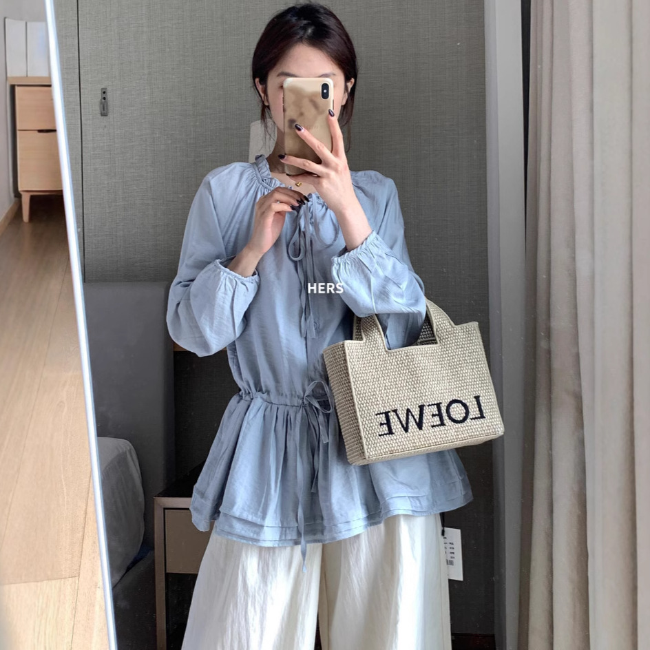 Hers 2025 verano estilo suave coreano dama viajero con cordón cintura camisa larga mujer 20567 image 5