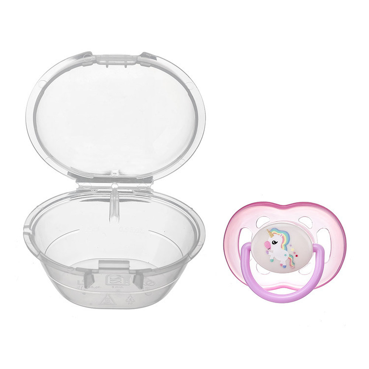 Glow-In-The-Dark Baby Pacifier, Natural Silicone Orthodontic Sleep Aid for Children, with Dust-Proof and Sterilization Box, Super Soft
