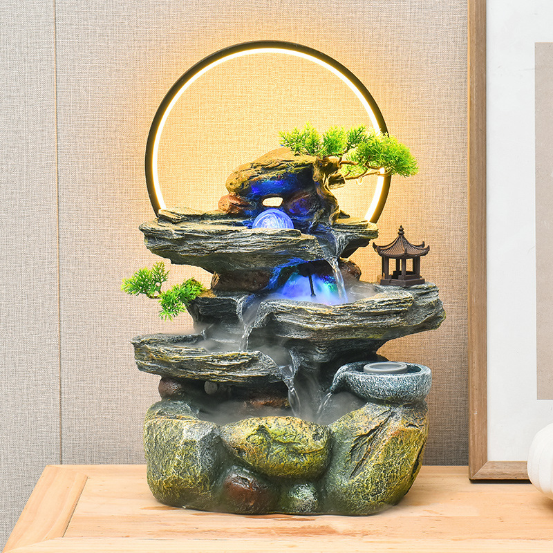 Cross-border desktop rockery running water fountain decoration opening office cashier alpine circulating water feng shui wheel decoration Cross-border desktop rockery running water fountain decoration opening office cashier alpine circulating water feng shui wheel decoration