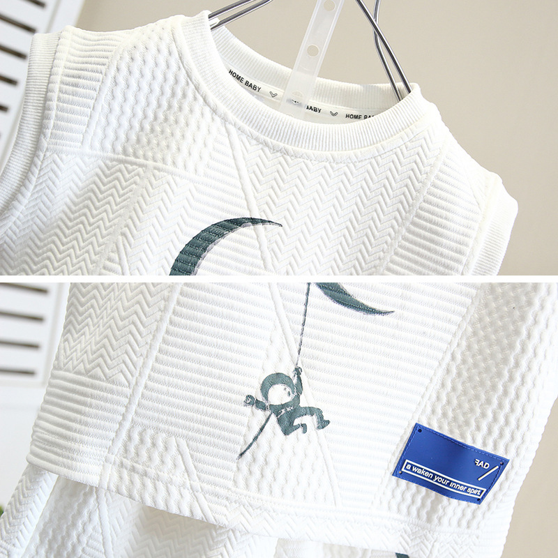 5282 Traje para niños Chaleco sin mangas de verano para niños 2025 Nuevo estilo occidental Vestido de verano para bebés Chaleco de niño fresco y guapo