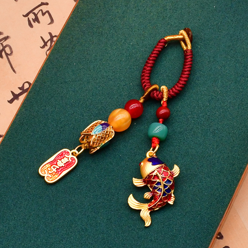 Chinese Style High-End Abacus Koi Fish Car Keychain Pendant Good Luck and Auspicious Ornament Mobile Phone Bag Decoration