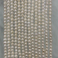 3~4mm 近圓 強光 基本無瑕疵 彩光 天然淡水珍珠 土豆圓 diy項鍊