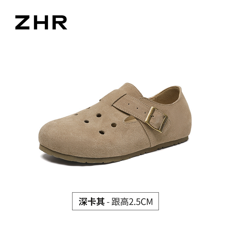 ZHR则则洞洞包跟勃肯鞋女2025秋季新款软底复古懒人超软一脚蹬女|undefined