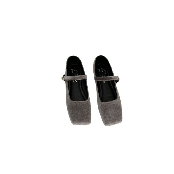 Autumn retro Mary Jane shoes square toe with a strap