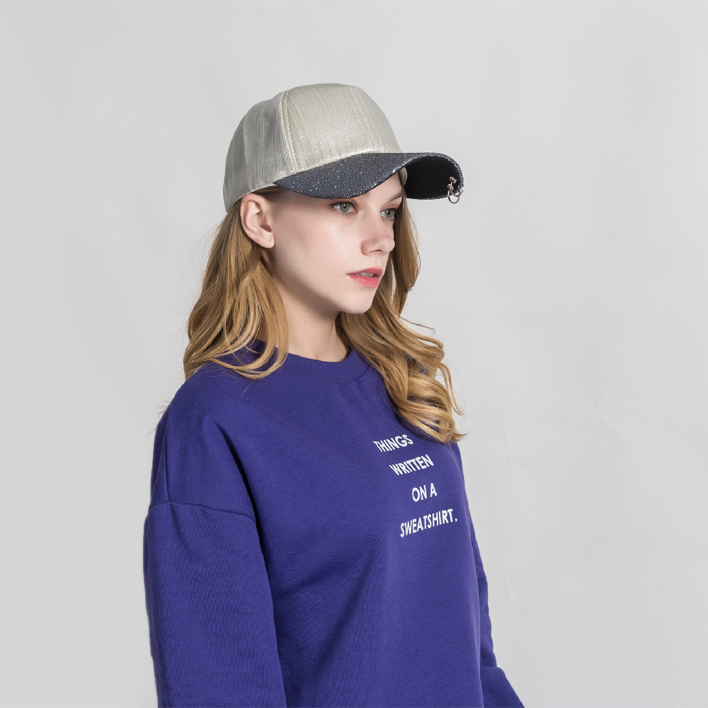 Verano nuevos hombres y mujeres de estilo coreano moda gradiente de plata anillo colgante gorra de béisbol