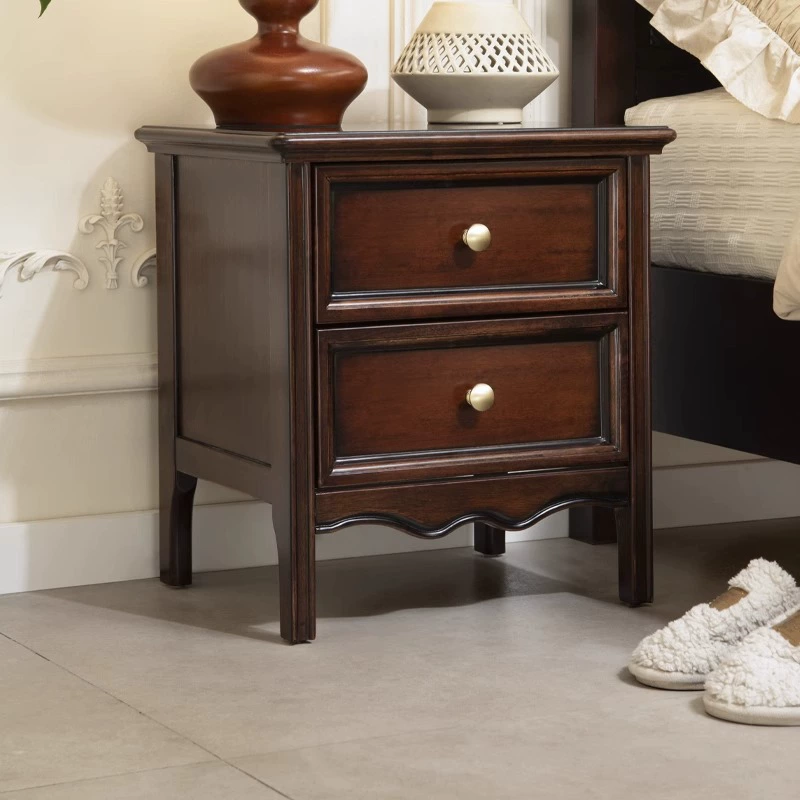 Прикроватная тумбочка из цельного дерева, шкаф для хранения в античном стиле, простой современный прикроватный шкаф для домашней спальни, высококачественный шкаф для хранения
