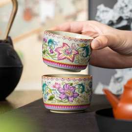 老陶泥凌霄花主人杯茶杯三才盖碗茶壶公杯过滤壶承茶叶罐茶具套装