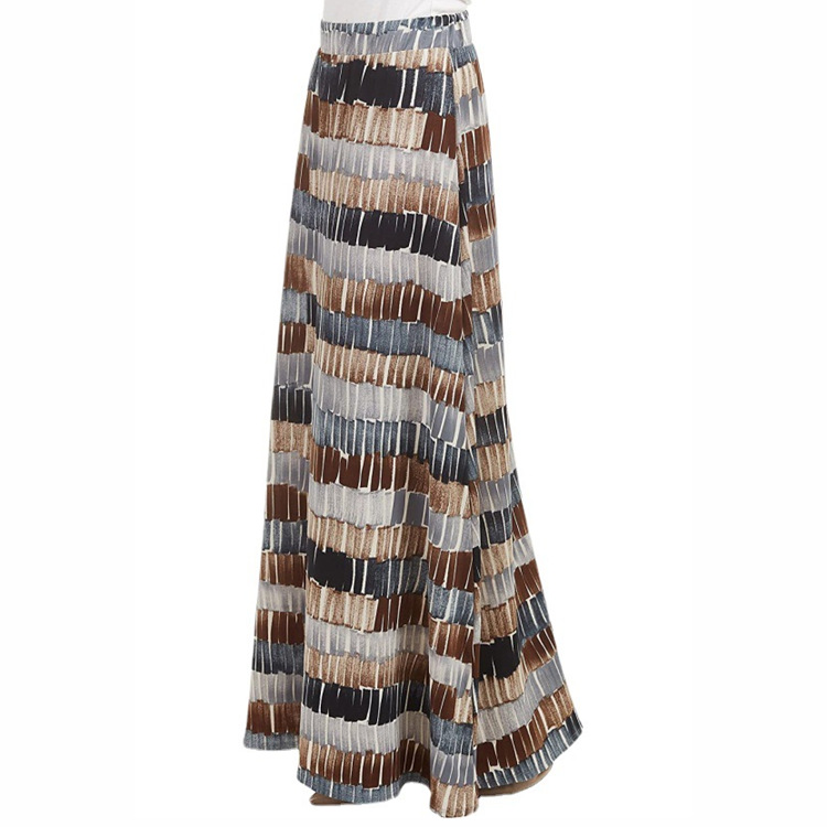 Jupe longue bohème évasée taille haute à imprimé léopard pour femme, collection été 2022_voghion.com