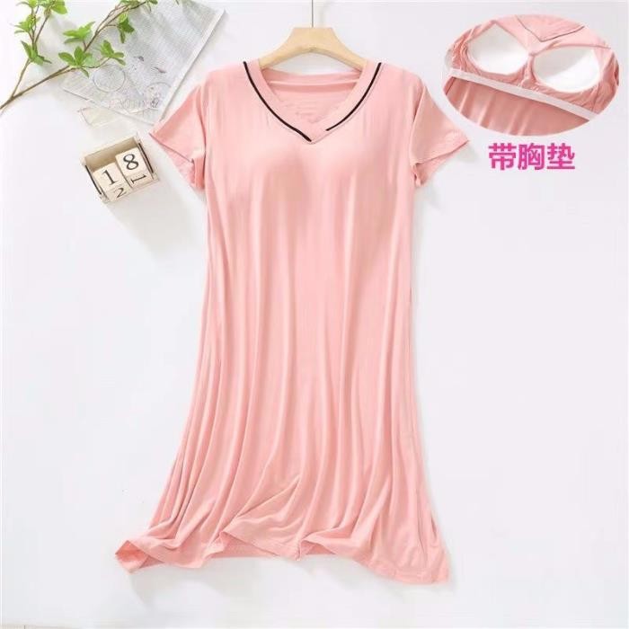 Vestido de manga corta de color rosa fragante con almohadilla en el pecho