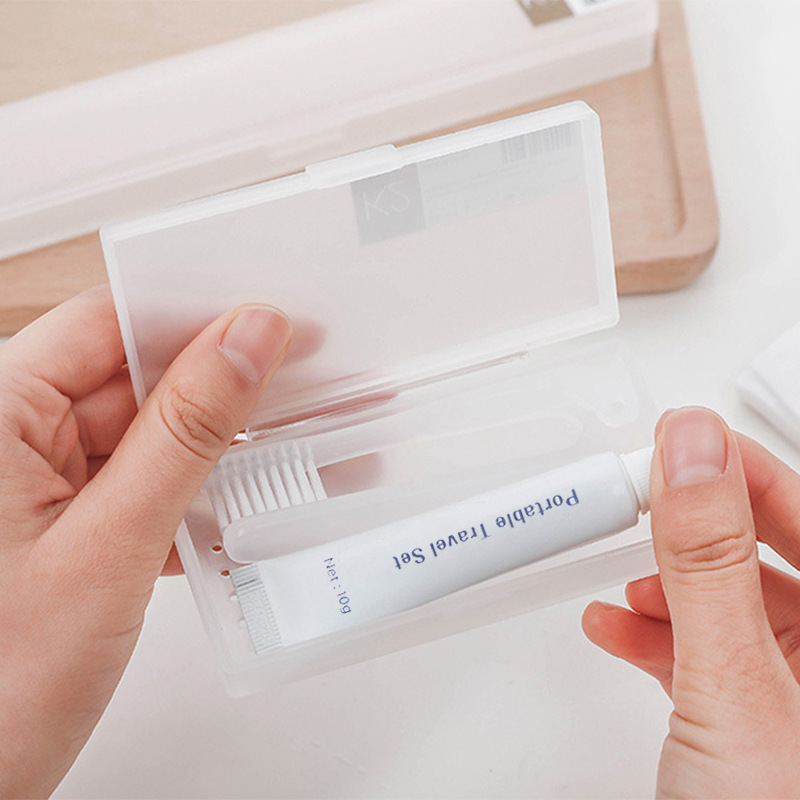 迷你牙刷盒方形收纳盒便携首饰塑料包装盒PP棉签盒不含牙膏牙刷