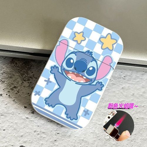 Cute Stitch pink flame gas lighter, good-looking female ins niche windproof can be given to boyfriend