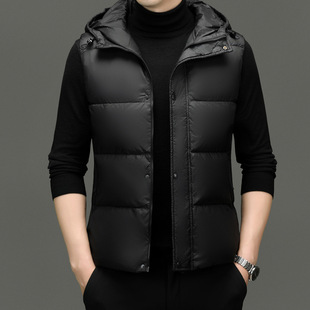 Winter Down Vest Men's Hooded Thickened Warm Vest Korean Style Fashionable Sleeveless Waistcoat Handsome Jacket for Youth