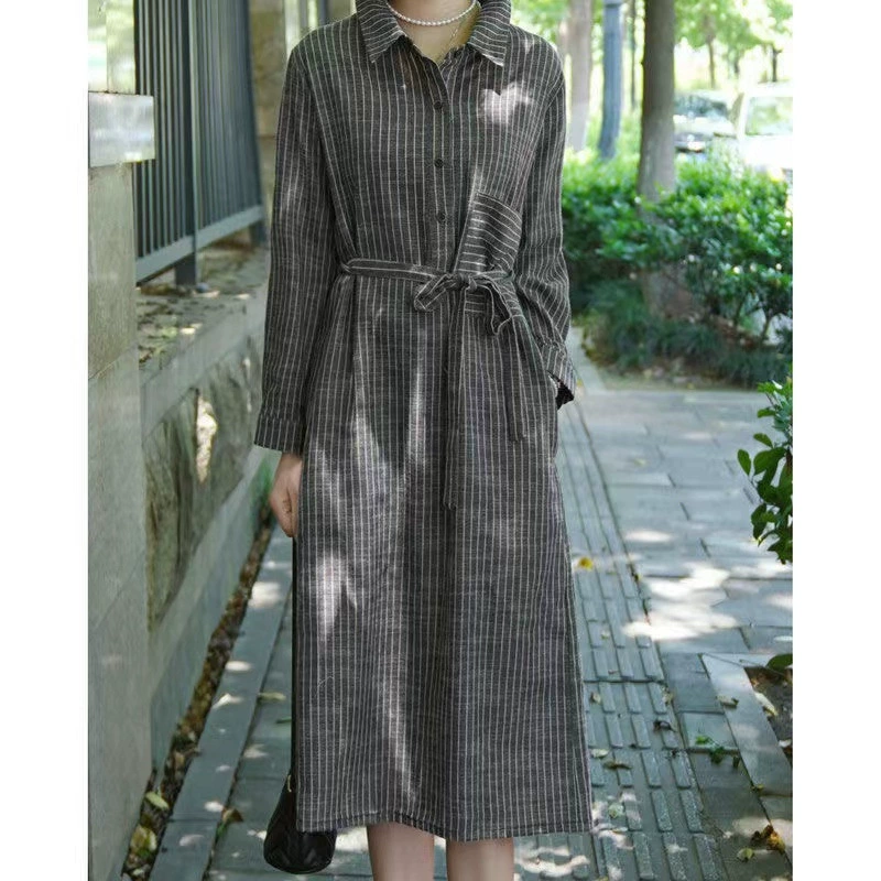 Трансграничный 2024 новый дизайн Чувство полосатое платье большой размер