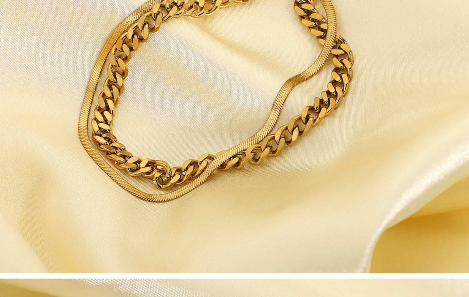 fashion doublelayer flat snake chain stainless steel braceletpicture4
