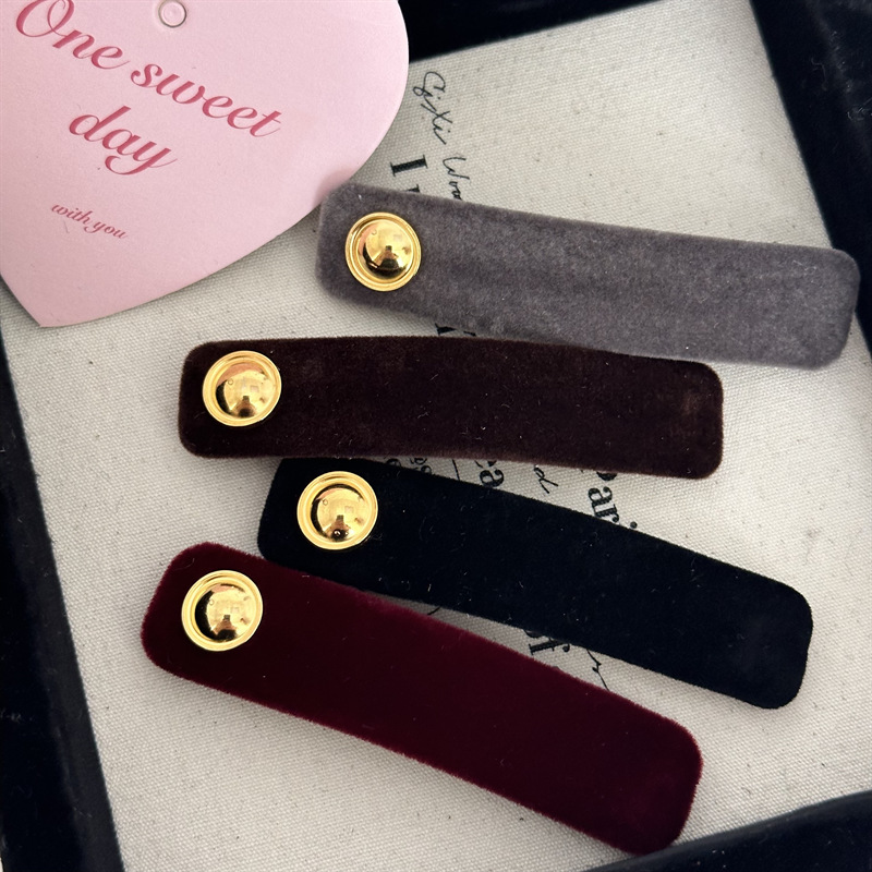 Neues schlichtes Design, Goldstandard, rechteckiger BB-Clip im koreanischen Stil, Herbst und Winter, Hinterkopf, gebrochene Haarnadel, Retro-Seitenhaarnadel_voghion.com