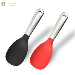 304不鏽鋼硅膠飯更家用飯勺大調羹飯匙飯羹不粘米飯分餐勺攪拌勺