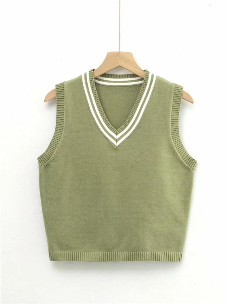 Fashion color matching temperament V-neck knitted vest   NSLD27893