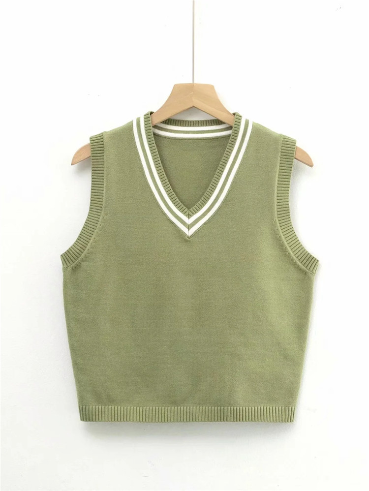 Fashion color matching temperament V-neck knitted vest NSLD27893
