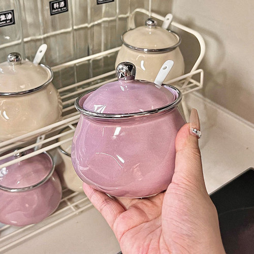 Taro purple seasoning box household combination light luxury ceramic seasoning jar household kitchen supplies seasoning bottle set wholesale