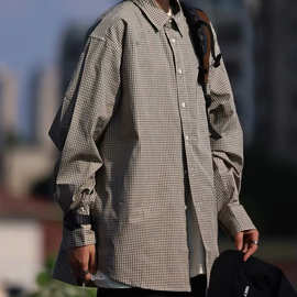 条纹衬衫男长袖高级感蓝色宽松潮牌长袖秋季薄款潮流休闲衬衣外套