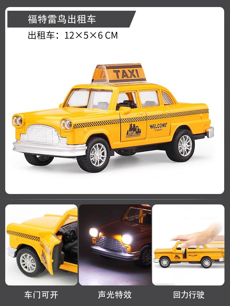 Guerrero aleación modelo coche taxi clásico Ford Thunderbird modelo de coche de juguete de los niños regalo