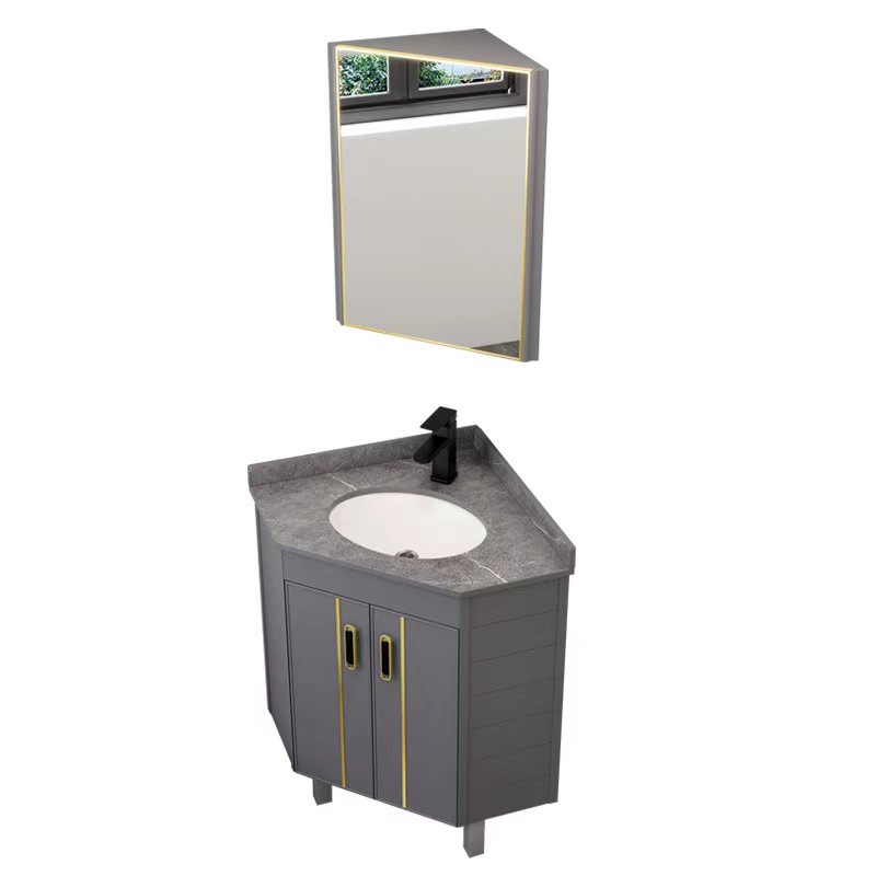 gabinete de baño de aluminio espacial tipo piso combinado tipo pequeño baño lavabo de triángulo lavabo esquina lavabo