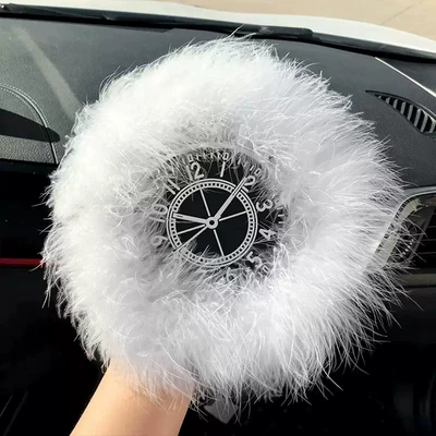 Camellia Pearl feather non-slip mat car instrument table mat furry mat car decoration mat car supplies female (Anti-slip mat) - watch-feather-non-slip-mat-white
