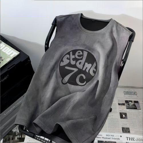 Men's Summer Thin Quick-Drying Vest, Basketball Sports Tank Top, Fitness American Style Suede Sleeveless T-Shirt